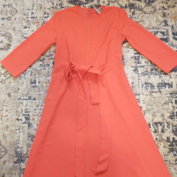 ASOS Dresses & Skirts - NWT ASOS Bright Orange Tie-Front Midi/Maxi Dress with 3/4 Sleeves - Sz US 2